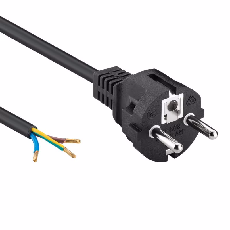 Schuko - Open einde Apparaatsnoer - Neopreen - 3 x 1,5mm2 - 2 meter - Zwart