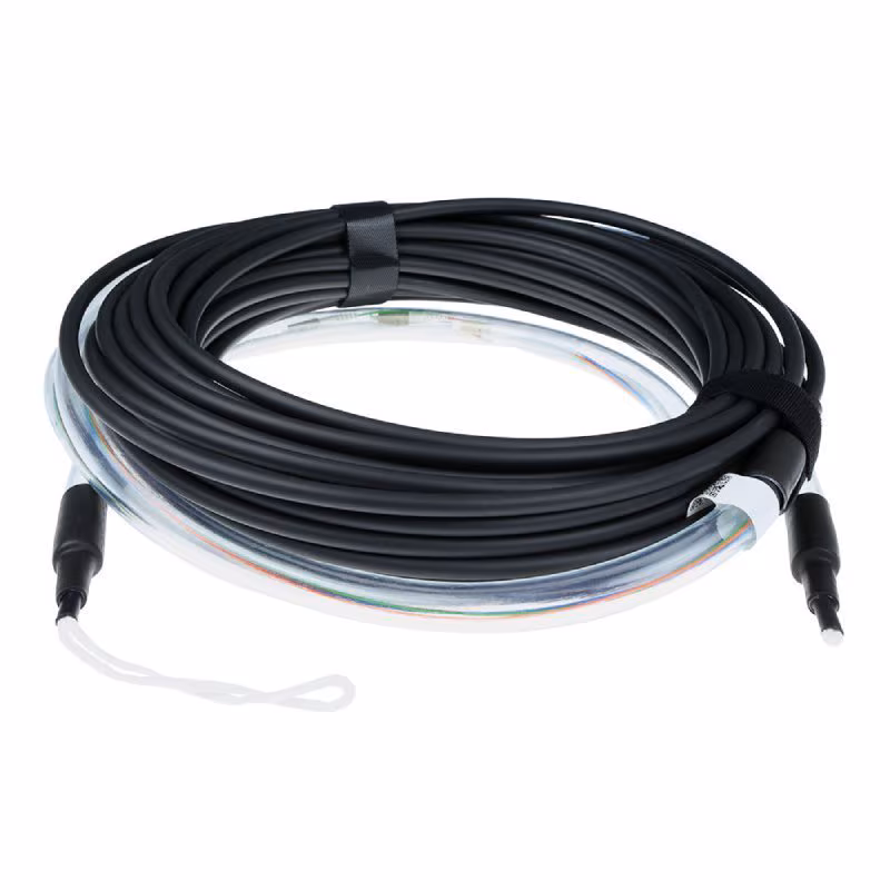ACT Multimode indoor/outdoor kabel - 50/125 - OM4 - 12-voudig - LC Connectoren - 160 meter - Zwart