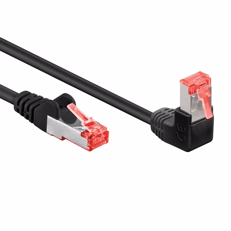 S/FTP CAT6 Gigabit Netwerkkabel - 1 kant haaks - CU - LSZH - 3 meter - Zwart