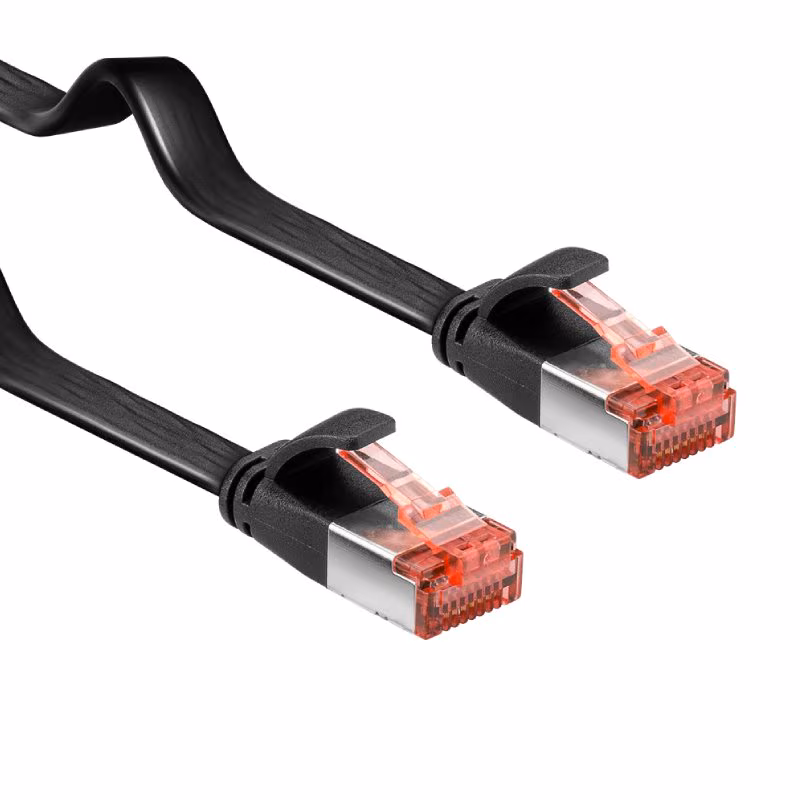 FTP CAT6 Gigabit Netwerkkabel - plat - CU - 0,5 meter - Zwart