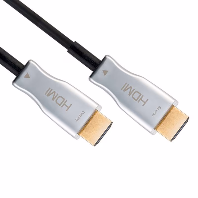 Actieve HDMI 2.1 Kabel - 8K 60Hz - Verguld - 100 meter - Zwart/Zilver