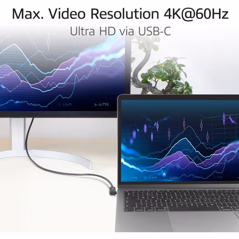 USB-C Kabel - USB 3.2 Gen 2 - Haaks links-rechts en haaks boven-onder - 60W PD - 1 meter - Zwart - Afbeelding 4