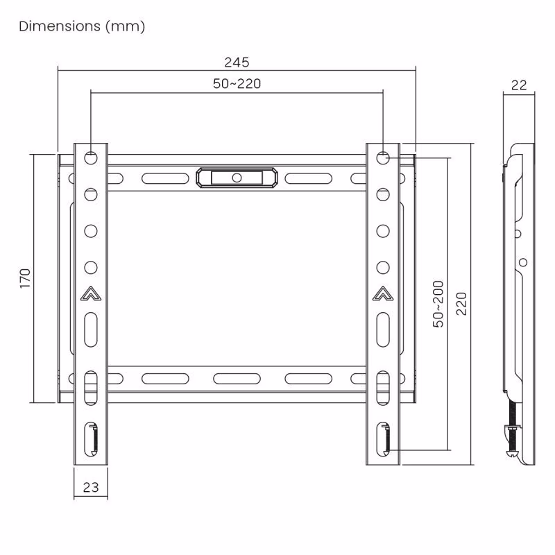 TV muurbeugel voor 13-43 inch scherm - Vast - 22mm wandafstand - Tot 45kg - Eco - Zwart - Afbeelding 6