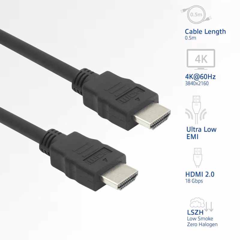 HDMI 2.0 Kabel - 4K 60Hz - LSZH - 5 meter - Zwart - Afbeelding 3