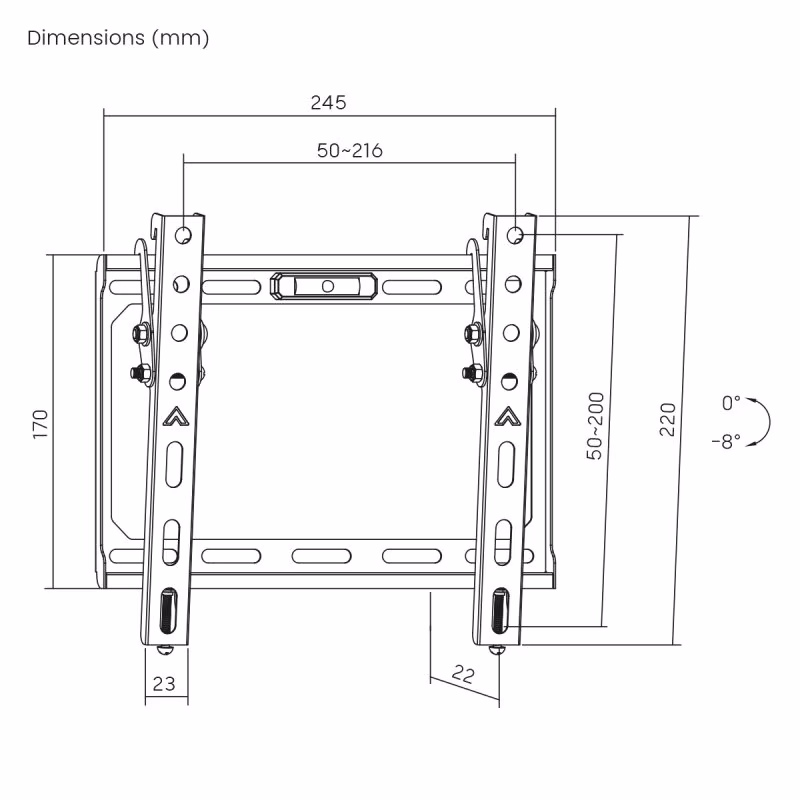TV muurbeugel voor 13-43 inch scherm - Kantelbaar - 22mm wandafstand - Tot 45kg - Eco - Zwart - Afbeelding 5