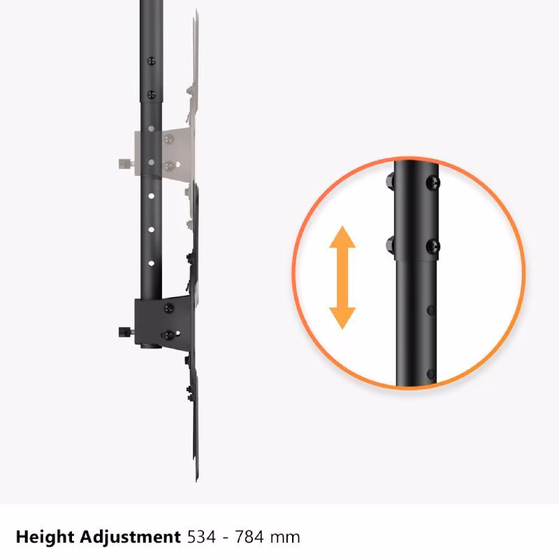 TV Plafondbeugel - 23-55 inch Scherm - Uitklapbaar, draaibaar & hoogte verstelbaar - 35kg - Zwart - Afbeelding 4